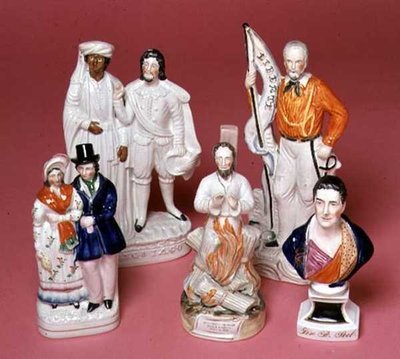 Staffordshire figures of Sir Robert Peel, Archbishop Cranmer, Othello and Iago, Queen Victoria and Prince Albert and Liberty by English School